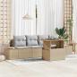 Preview: ARDEBO.de - 5-teiliges Garten-Sofa-Set mit Kissen Beige Poly-Rattan
