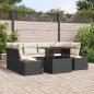 Preview: ARDEBO.de - 6-teiliges Garten-Sofa-Set mit Kissen Schwarz Poly-Rattan