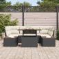 Preview: 6-teiliges Garten-Sofa-Set mit Kissen Schwarz Poly-Rattan