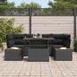 Preview: 6-teiliges Garten Sofa Set mit Kissen Schwarzes Poly Rattan