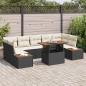 Preview: ARDEBO.de - 8-teiliges Gartensofa Set mit Kissen Schwarz Poly Rattan