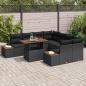 Preview: 9-teiliges Garten Sofa Set mit Kissen Schwarz Poly Rattan