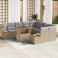 Preview: ARDEBO.de - 9-teiliges Garten-Sofa-Set mit Kissen Beige Poly-Rattan