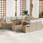 Preview: ARDEBO.de - 9-teiliges Garten Sofa Set mit Kissen Beige Poly-Rattan