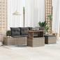 Preview: ARDEBO.de - 6-teiliges Garten Sofa Set mit Kissen Grau Poly Rattan