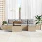 Preview: 6-teiliges Garten Sofa Set mit Kissen Beige Poly Rattan