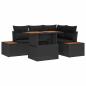Preview: ARDEBO.de - 5-teiliges Garten-Sofa-Set mit Kissen Schwarz Poly-Rattan