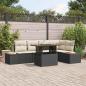 Preview: ARDEBO.de - 6-teiliges Garten-Sofa-Set mit Kissen Schwarz Poly Rattan