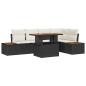 Preview: 6-teiliges Garten-Sofa-Set mit Kissen Schwarz Poly Rattan