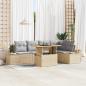 Preview: ARDEBO.de - 6-teiliges Gartensofa-Set mit Kissen Beige Poly Rattan