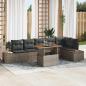 Preview: ARDEBO.de - 7-teiliges Garten Sofa Set mit Kissen Graues Poly Rattan