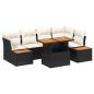 Preview: ARDEBO.de - 6-teiliges Garten Sofa Set mit Kissen in Schwarz Poly Rattan