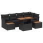 Preview: ARDEBO.de - 6-teiliges Garten Sofa Set mit Kissen Schwarz Poly Rattan