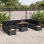Preview: Garten-Sofa-Set 11 stk. Schwarz Poly Rattan