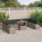 Preview: ARDEBO.de - 11-teiliges Garten Sofa Set mit Kissen Grau Poly Rattan