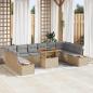 Preview: 11-teiliges Garten Sofa Set mit Kissen Beige Poly Rattan