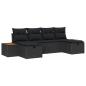 Preview: ARDEBO.de - 6-teiliges Garten Sofa Set mit Kissen Schwarz Poly Rattan