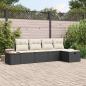 Preview: ARDEBO.de - 5-teilige Garten Sofa Set mit Kissen schwarzes Poly Rattan