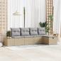 Preview: ARDEBO.de - 5-teilige Garten Sofa Set mit Kissen Beige Poly Rattan
