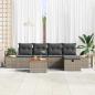 Preview: ARDEBO.de - 6-teilige Garten Sofa Set mit Kissen Grau Poly Rattan