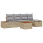 Preview: 6-teiliges Garten-Sofa-Set mit Kissen aus beigem Poly-Rattan