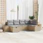 Preview: ARDEBO.de - 6-teiliges Garten Sofa Set mit Kissen Beige Poly Rattan
