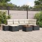 Preview: ARDEBO.de - 7-teiliges Garten Sofa Set mit Kissen Schwarz Poly Rattan