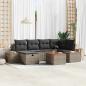 Preview: ARDEBO.de - 7-teiliges Garten Sofaset mit Kissen Grau Poly-Rattan