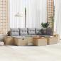 Preview: ARDEBO.de - 7 teiliges Garten Sofa Set mit Kissen Beige Poly-Rattan