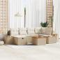 Preview: ARDEBO.de - 7-teiliges Garten Sofa Set mit Kissen Beige Poly Rattan