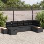 Preview: ARDEBO.de - Garten-Sofa-Set mit Kissen 7 pcs Schwarz Poly Rattan