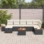 Preview: 8-teilige Garten Sofa Set mit Kissen Schwarz Poly Rattan