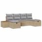 Preview: ARDEBO.de - 6-teiliges Garten-Sofa-Set mit Kissen Beige Poly Rattan