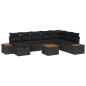 Preview: 9-teiliges Garten Sofa Set mit Kissen Schwarz Poly Rattan