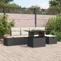 Preview: ARDEBO.de - 6-teiliges Garten-Sofa-Set mit Kissen Schwarz Poly Rattan Akazie