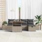 Preview: 6-teiliges Garten Sofa Set mit Kissen Grau Poly Rattan Akazie