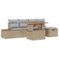 Preview: 6-teiliges Garten Sofa Set mit Kissen Beige Poly Rattan Akazie