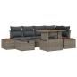 Preview: 7-teiliges Garten Sofa Set mit Kissen Grau Poly Rattan Akazie
