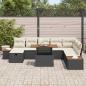 Preview: 9-teiliges Garten-Sofa-Set mit Kissen Schwarz Poly Rattan Akazie