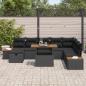 Preview: 9-teiliges Garten-Sofaset mit Kissen Schwarz Poly Rattan Akazie