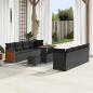 Preview: ARDEBO.de - 11-teiliges Gartensofa-Set mit Kissen Schwarz Poly Rattan Akazie