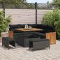 Preview: ARDEBO.de - 8-teiliges Garten Sofa Set mit Kissen Schwarz Poly Rattan Akazie