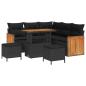 Preview: ARDEBO.de - 8-teiliges Garten Sofa Set mit Kissen Schwarz Poly Rattan Akazie