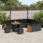 Preview: ARDEBO.de - 12-teiliges Garten Sofa Set mit Kissen Schwarz Poly Rattan Akazie