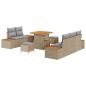 Preview: 8-teiliges Garten Sofa Set mit Kissen in Beige aus Poly Rattan und Akazie