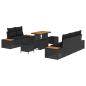 Preview: ARDEBO.de - 8-teiliges Garten Sofa Set mit Kissen Schwarz Poly Rattan Akazie