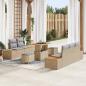 Preview: ARDEBO.de - 8-teiliges Garten Sofa Set mit Kissen Beige Poly Rattan Akazie