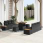 Preview: ARDEBO.de - 9-teiliges Garten Sofa Set mit Kissen - Schwarzes Poly Rattan und Akazie