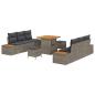 Preview: ARDEBO.de - 9-teiliges Garten Sofa Set mit Kissen Grau Poly Rattan Akazie