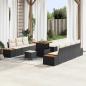 Preview: ARDEBO.de - 10-teiliges Garten Sofaset mit Kissen in Schwarz Poly Rattan Akazie